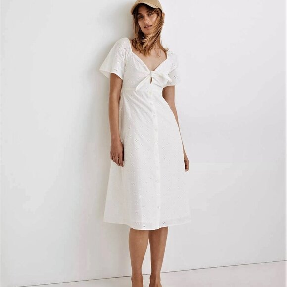 Madewell Dresses & Skirts - Madewell Eyelet Tie Front Midi Dress